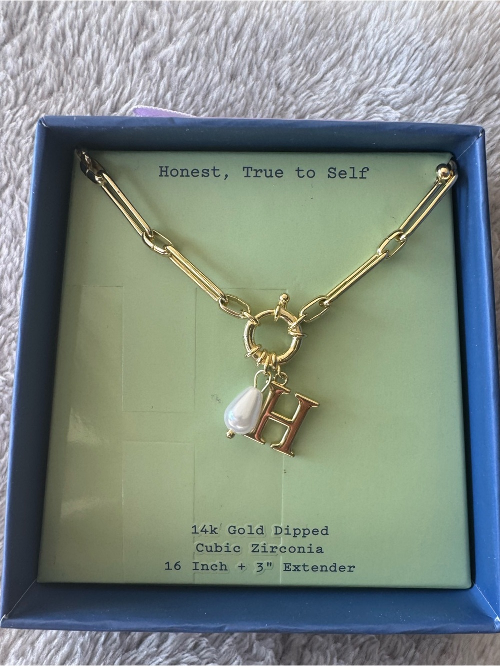 A New Day 14k Gold Dipped Letter H Charm Necklace